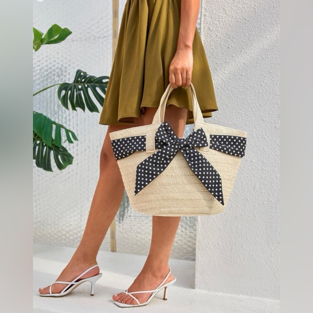 Scarf Decor Straw Beach Bag